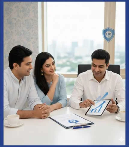 Video consultation between an LIC advisor and an NRI in the UAE